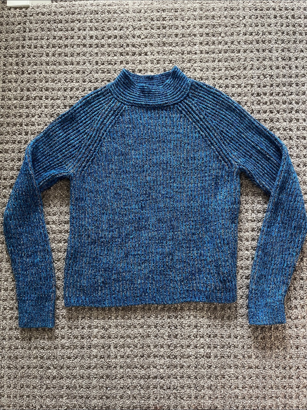 Banana Republic Blue Marled Cotton Mockneck Sweater